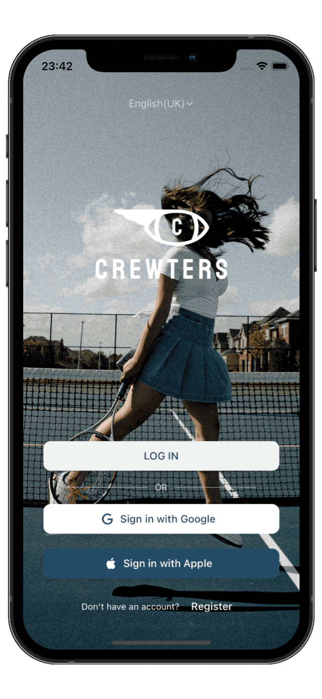 Crewters app screenshot displaying sports events and activities